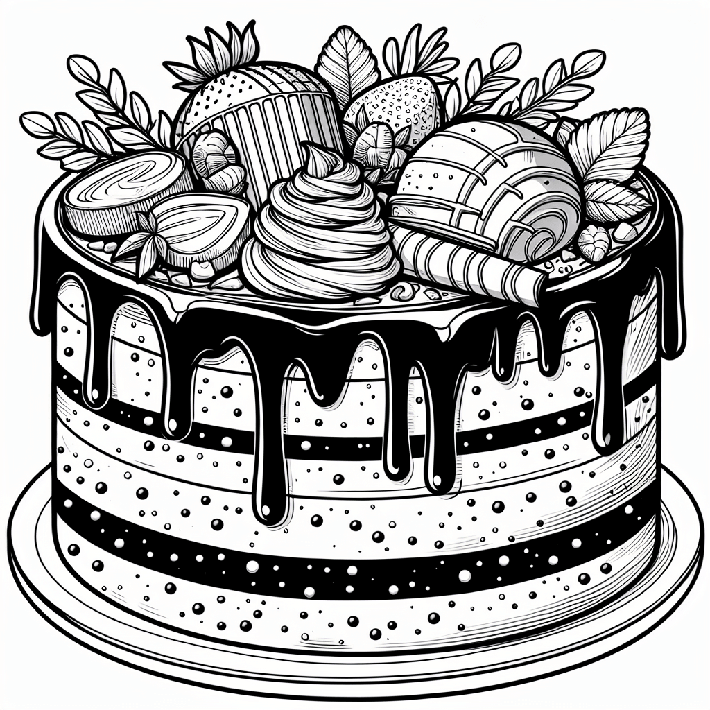 Additional chocolate cake coloring page 1