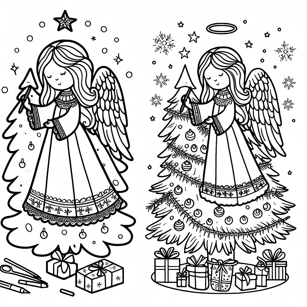 Additional christmas angel coloring page 2