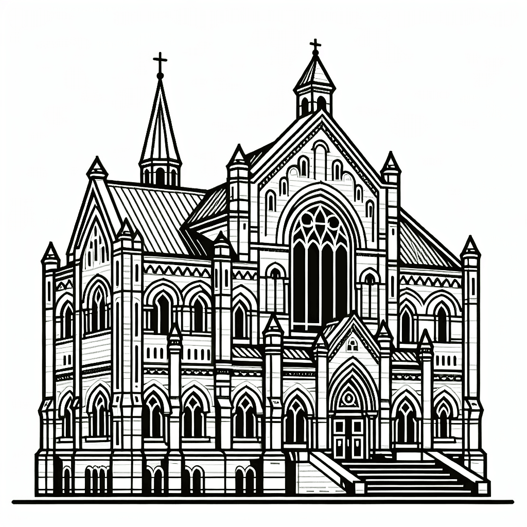 Additional church building coloring page 1