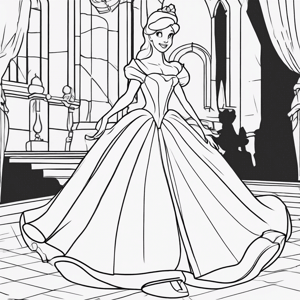 Additional cinderella coloring page 1