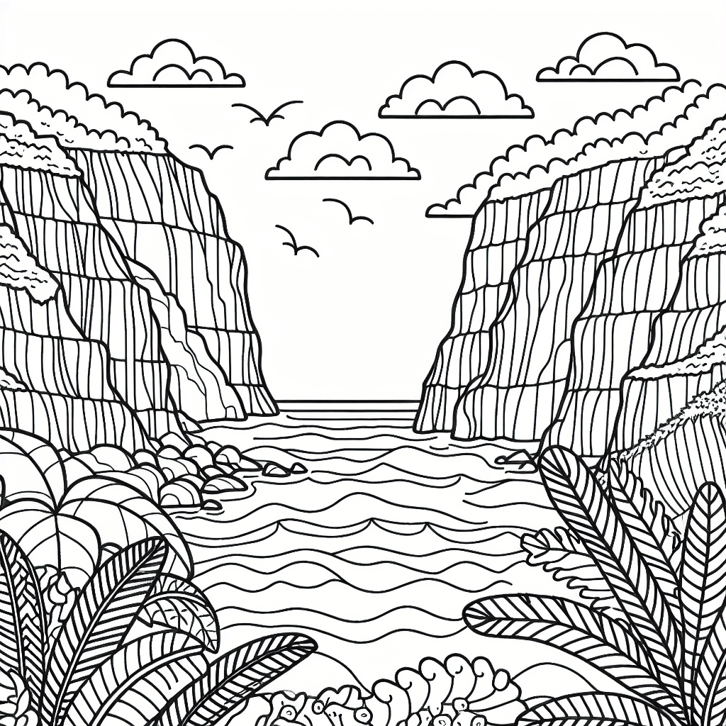 cliff ocean coloring pages