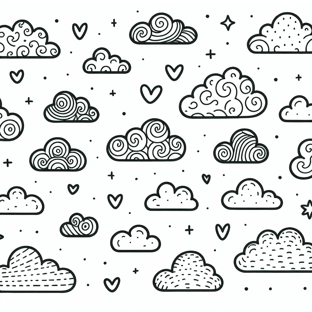 cloud shapes coloring pages