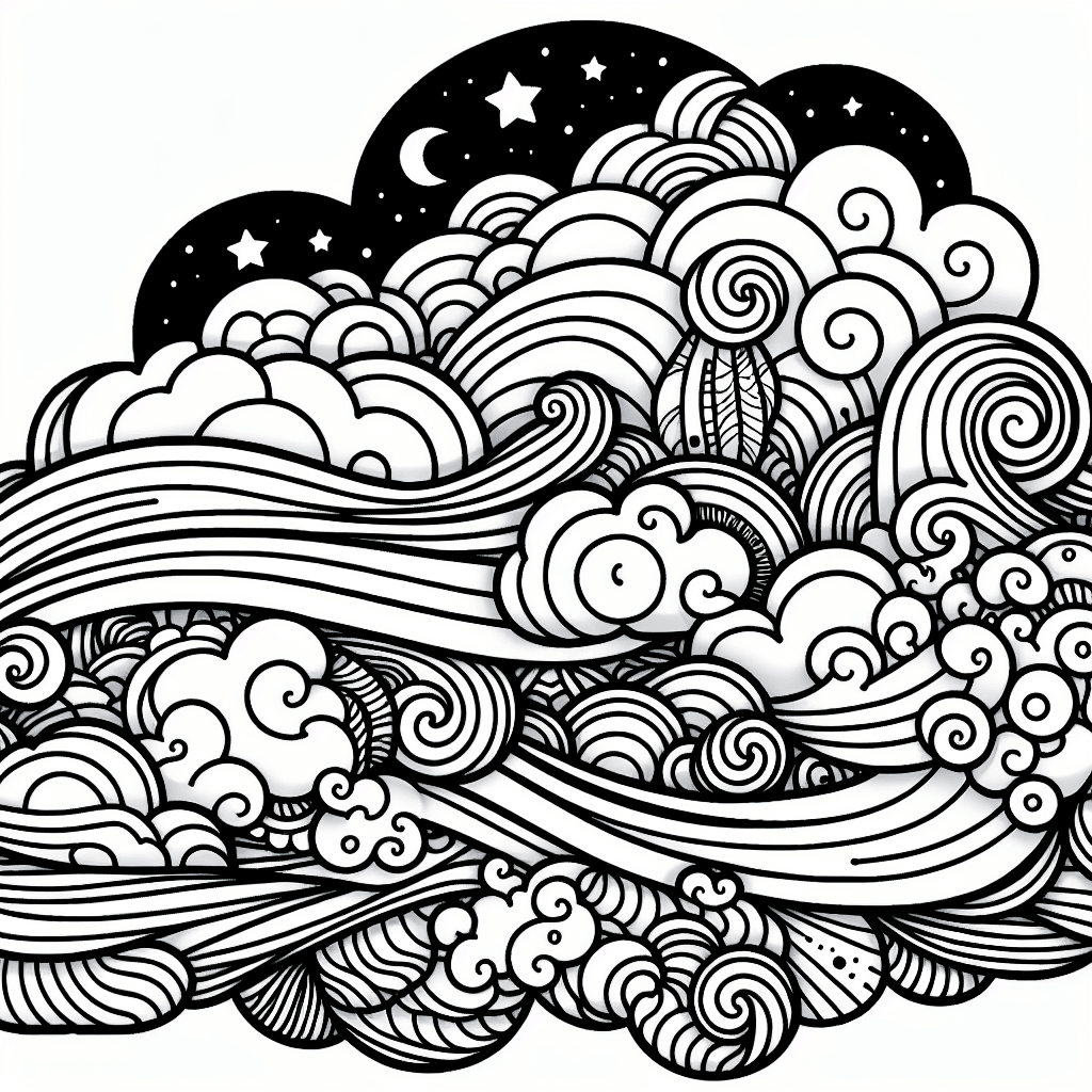 Additional cloud shapes coloring page 1