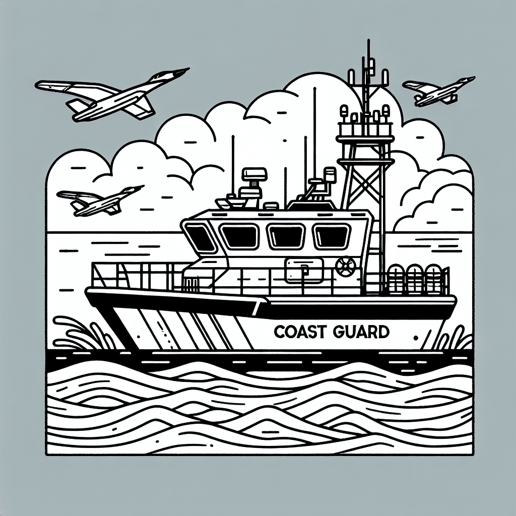 Additional coast guard boat coloring page 1