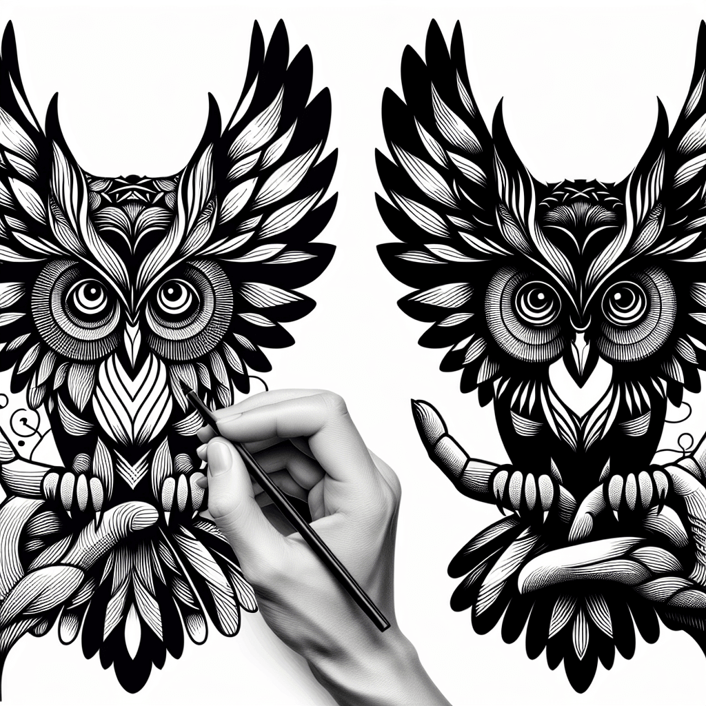 Additional complex owl coloring page 2