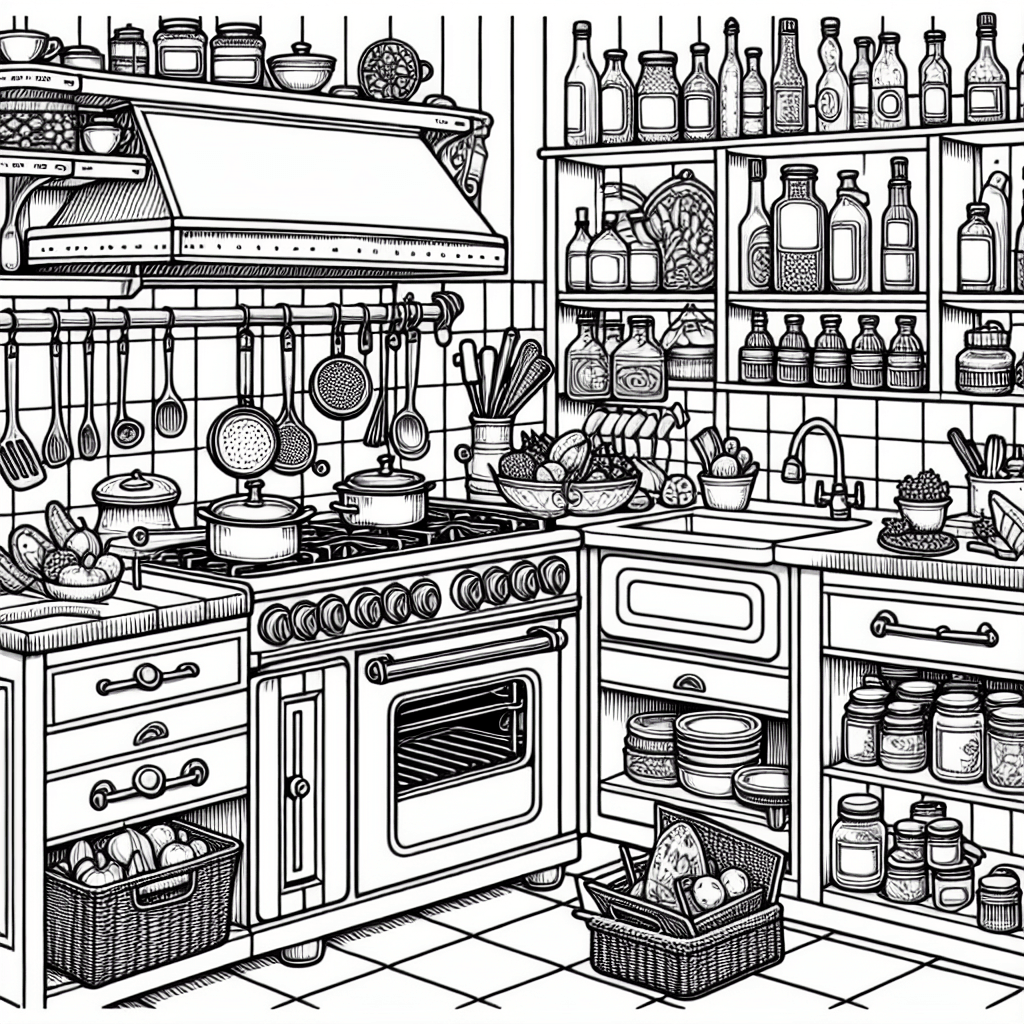 Additional cooking kitchen coloring page 1