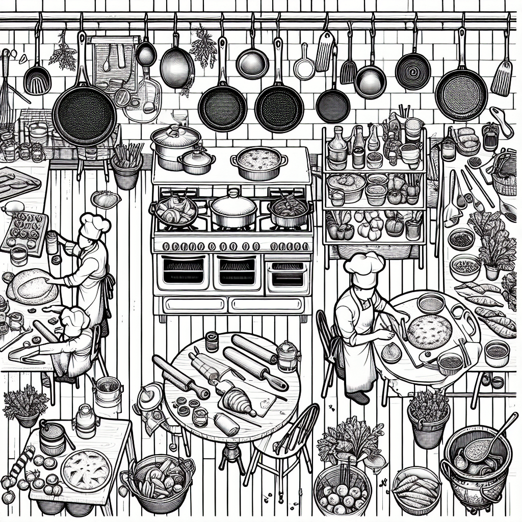 Additional cooking kitchen coloring page 2