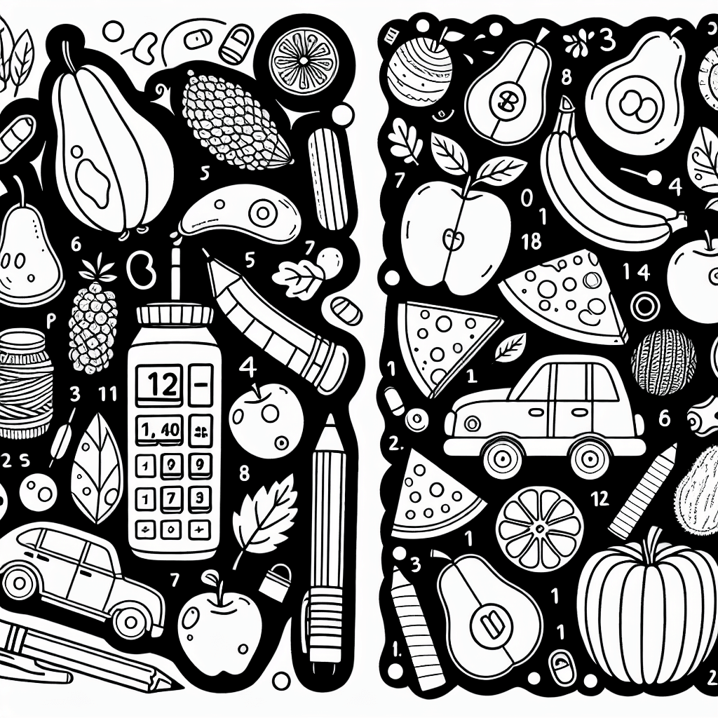 Additional counting objects coloring page 1