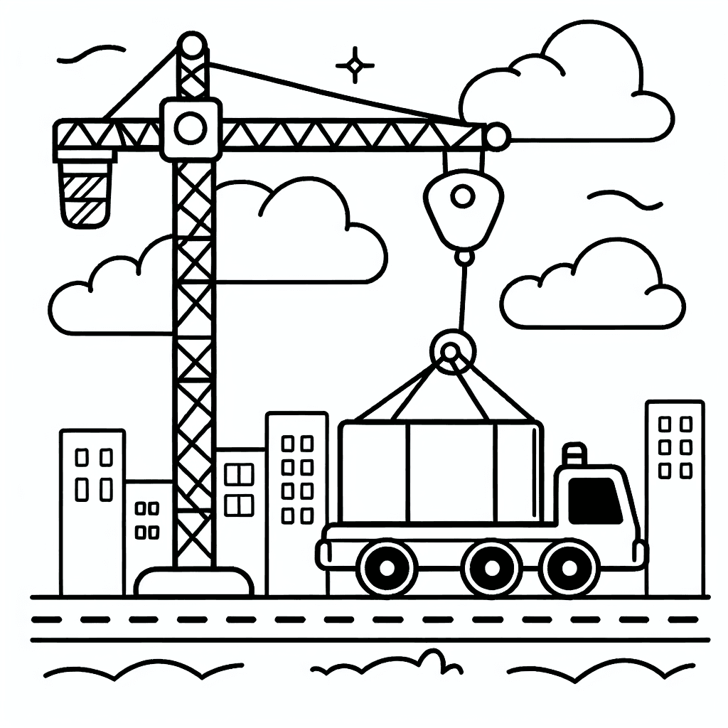 crane lifting coloring pages