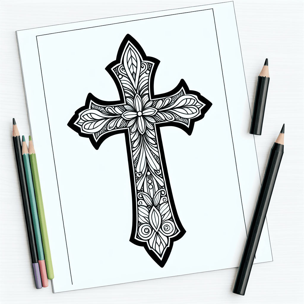 Additional cross design coloring page 1