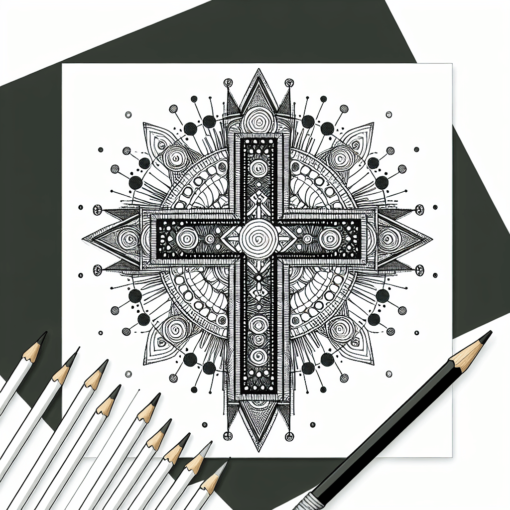 Additional cross design coloring page 2