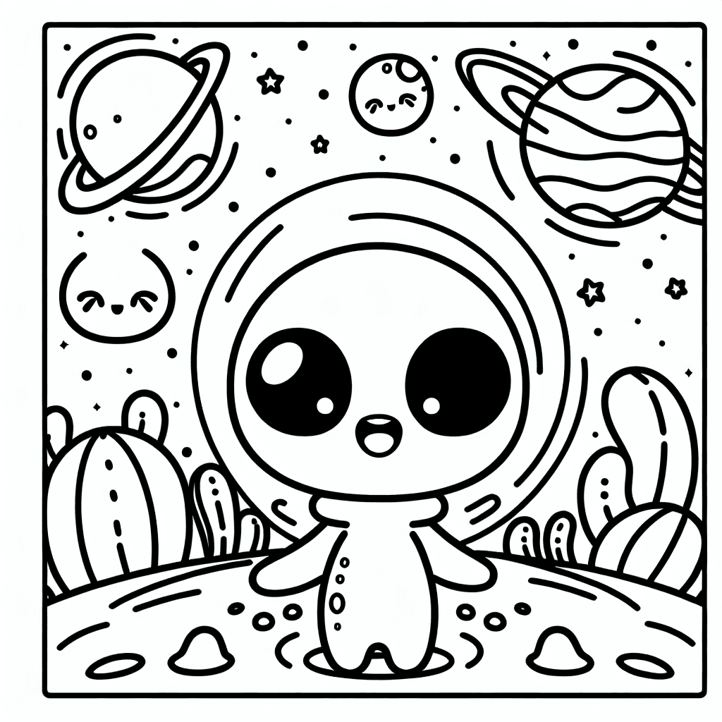 cute alien space coloring pages