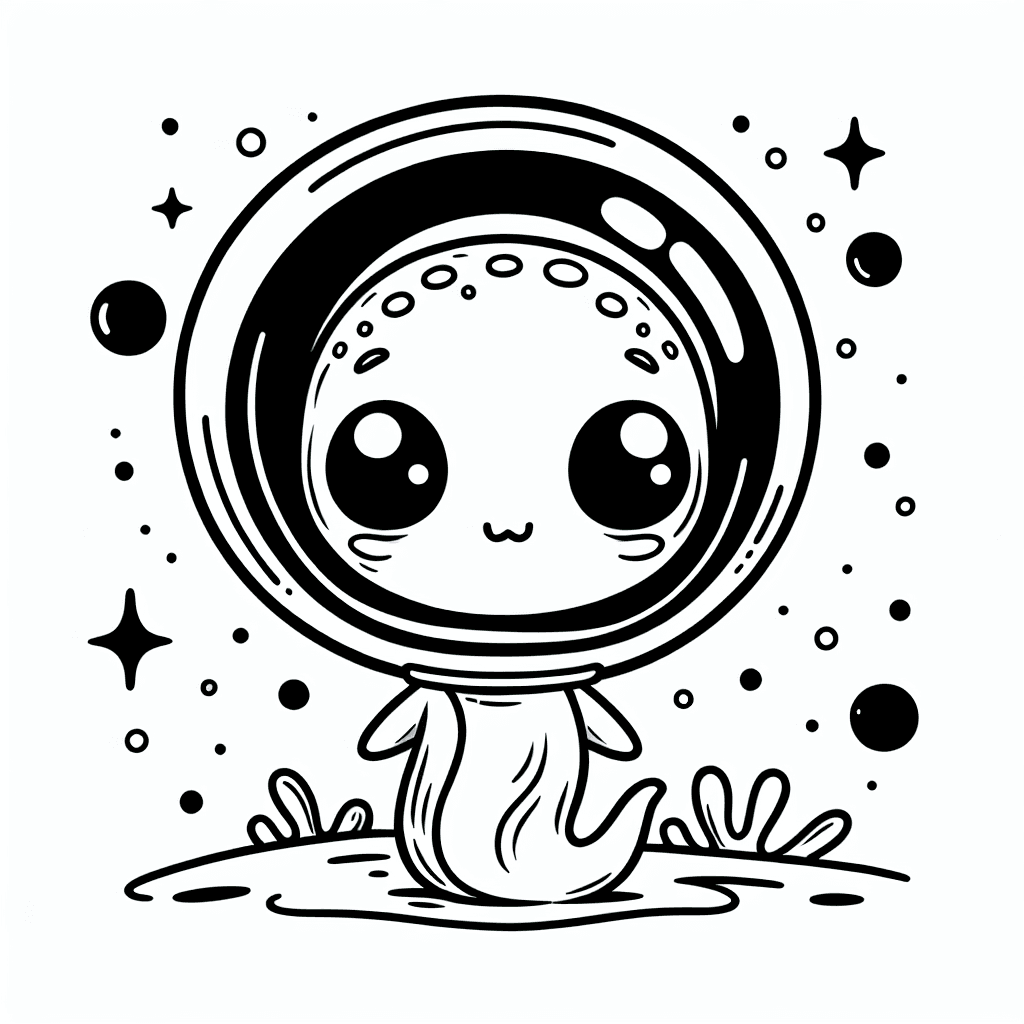 Additional cute alien space coloring page 1