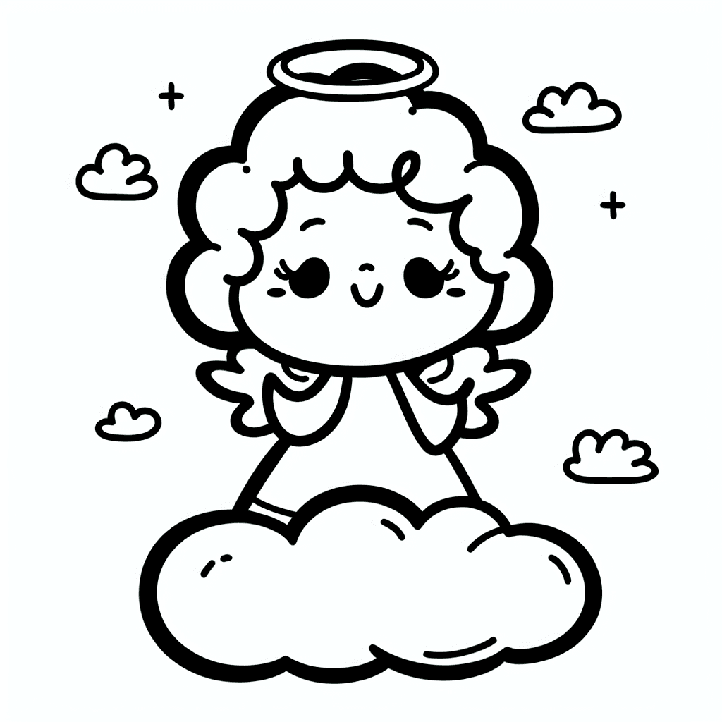 cute angel cloud coloring pages