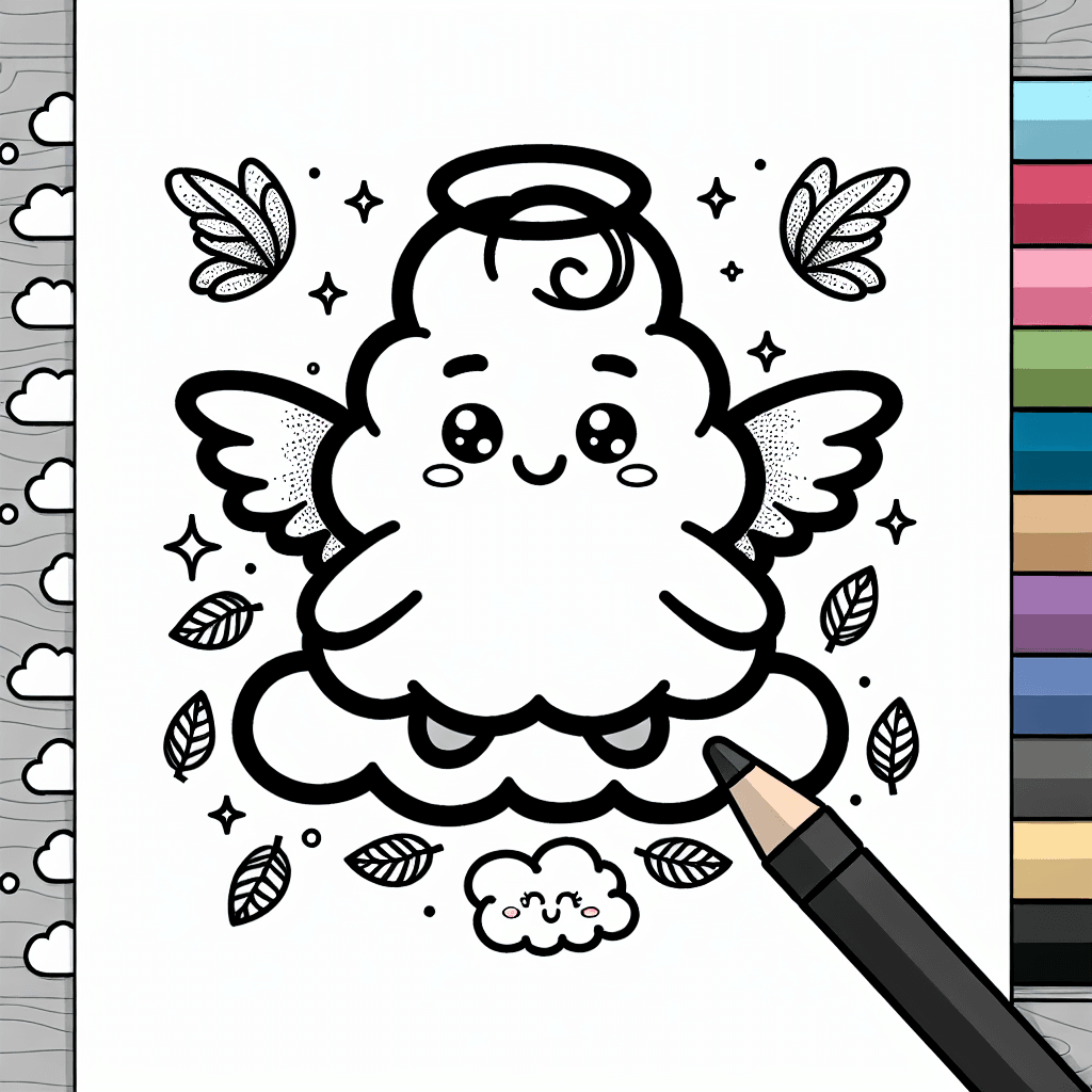 Additional cute angel cloud coloring page 2