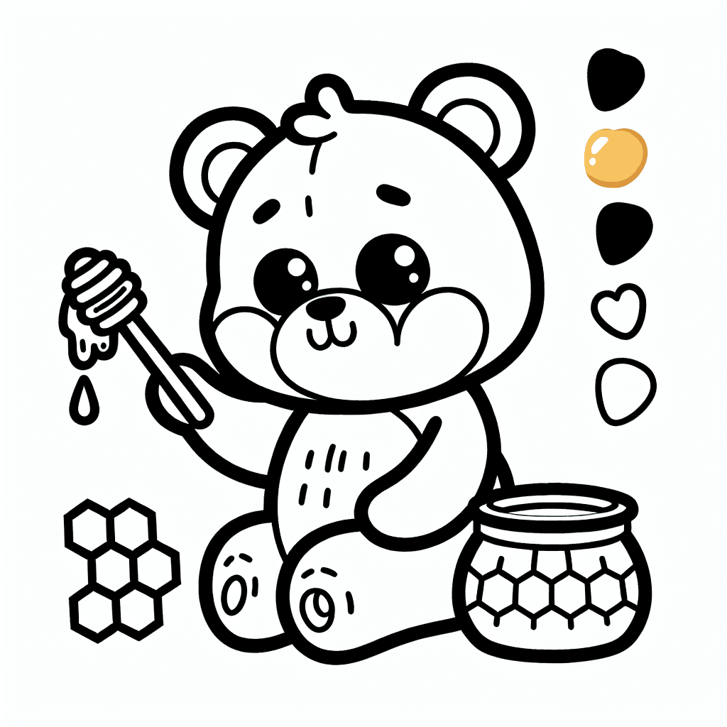 cute bear honey coloring pages