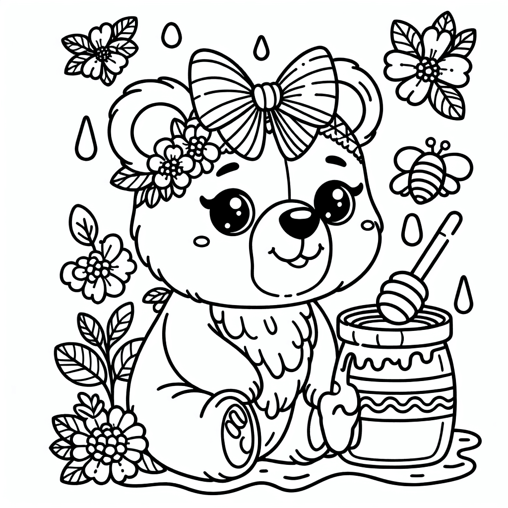 Additional cute bear honey coloring page 1