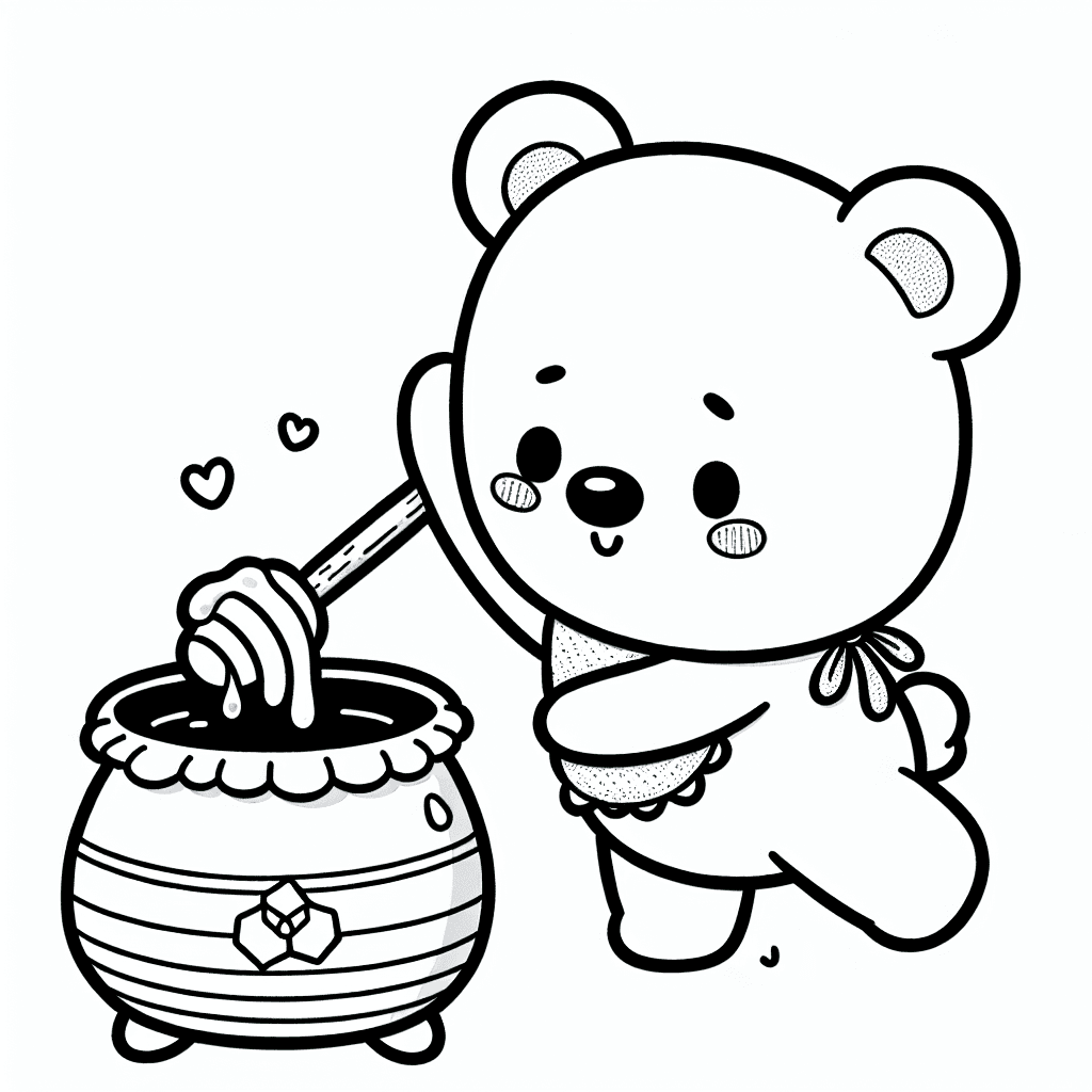 Additional cute bear honey coloring page 2