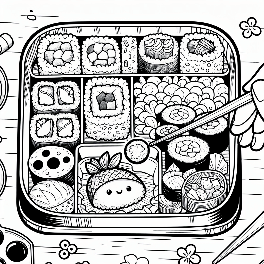 Additional cute bento coloring page 2