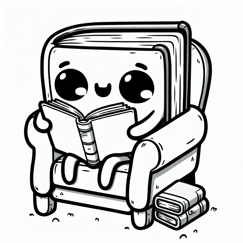 Additional cute book reading coloring page 2