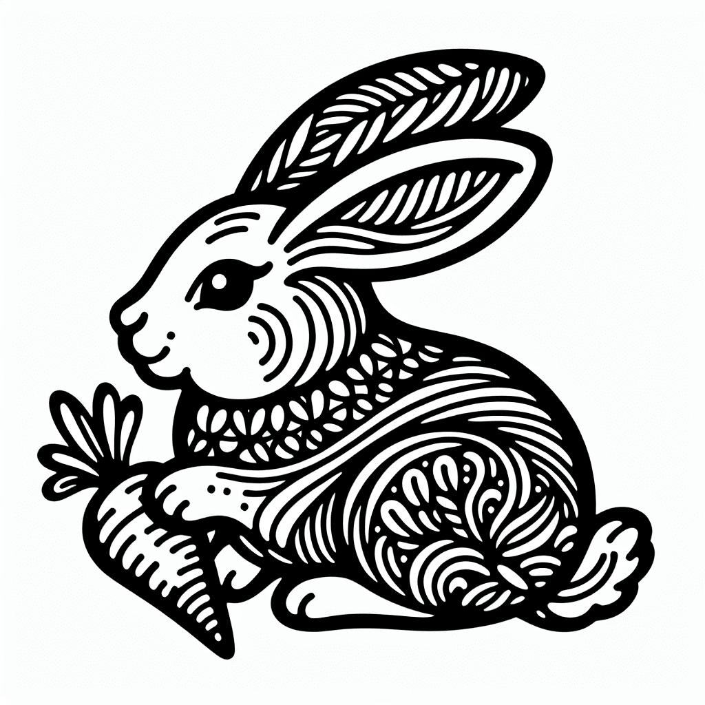 Additional cute bunny carrot coloring page 1