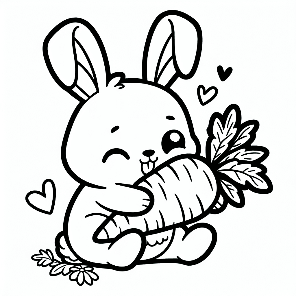 Additional cute bunny carrot coloring page 2