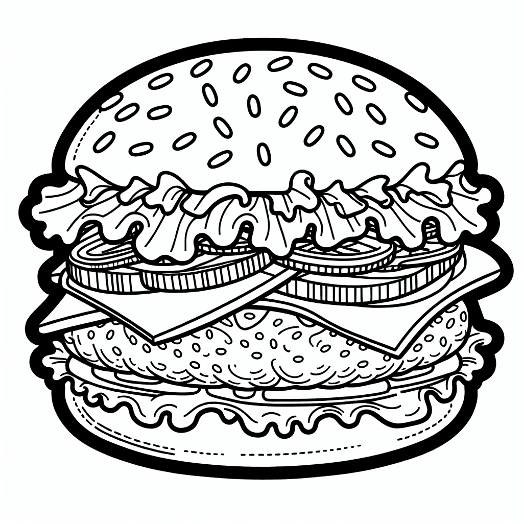 Additional cute burger coloring page 1