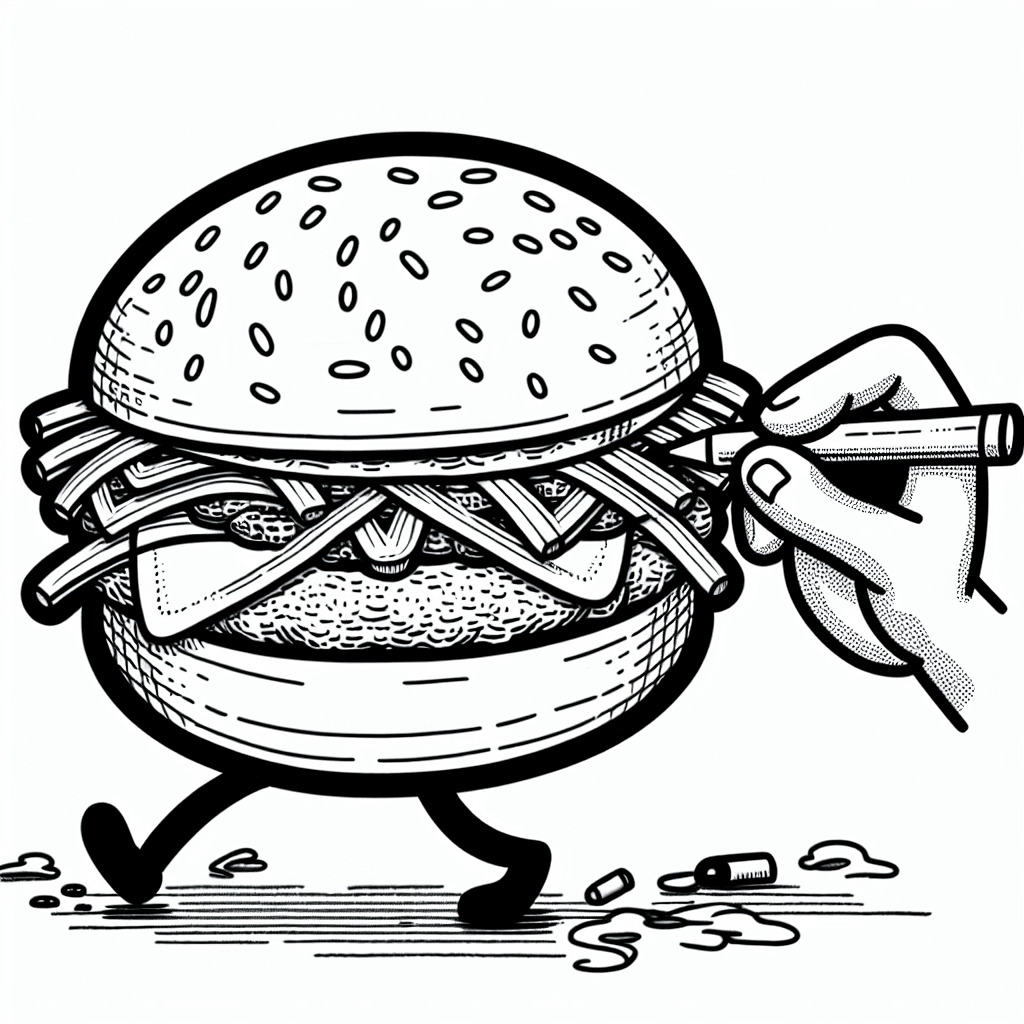 Additional cute burger coloring page 2