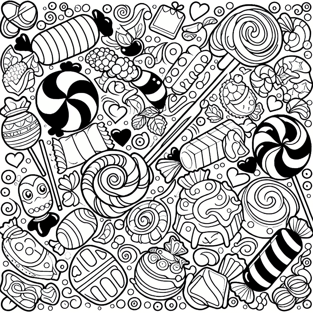 Additional cute candy coloring page 2