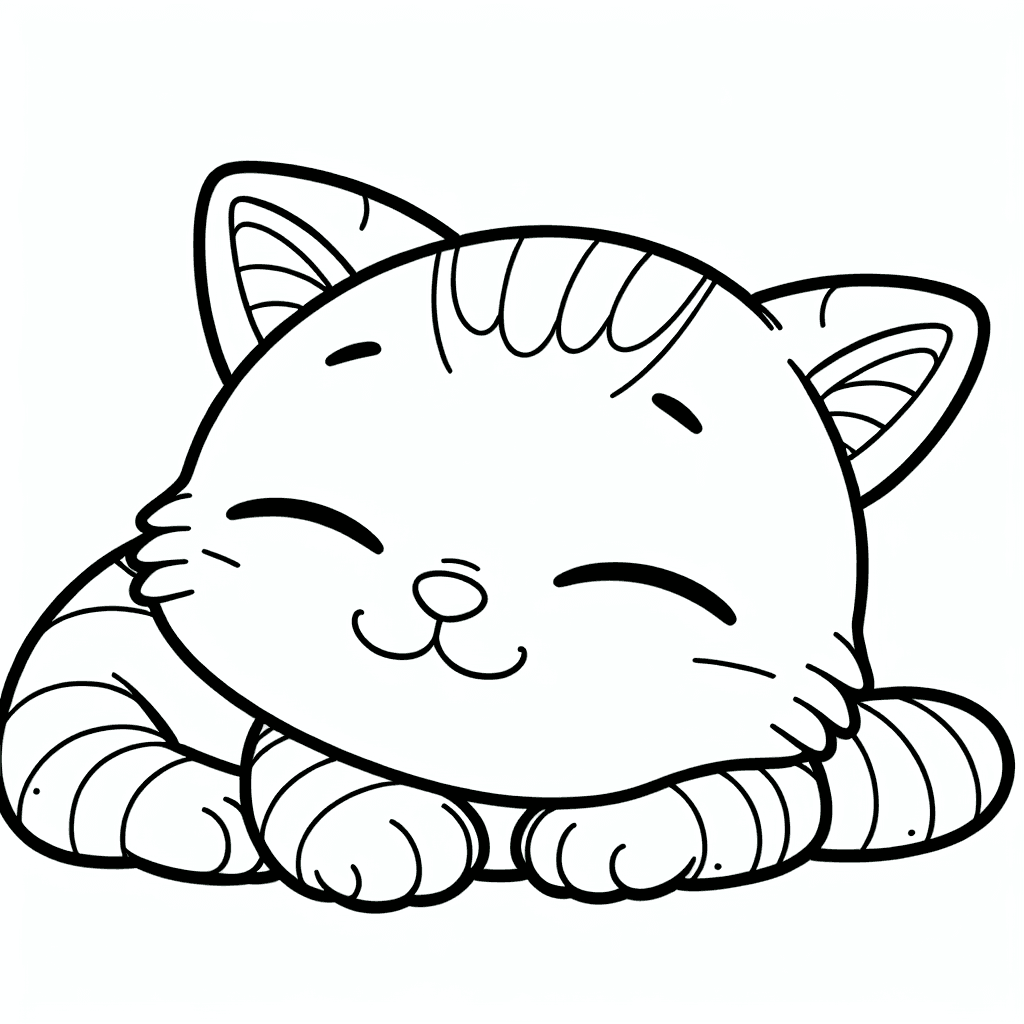 cute cat sleeping coloring pages