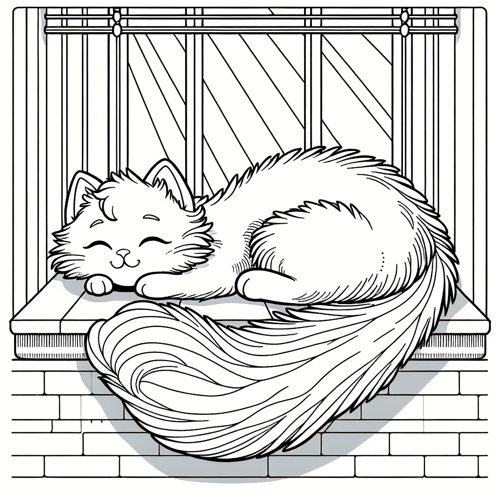 Additional cute cat sleeping coloring page 2