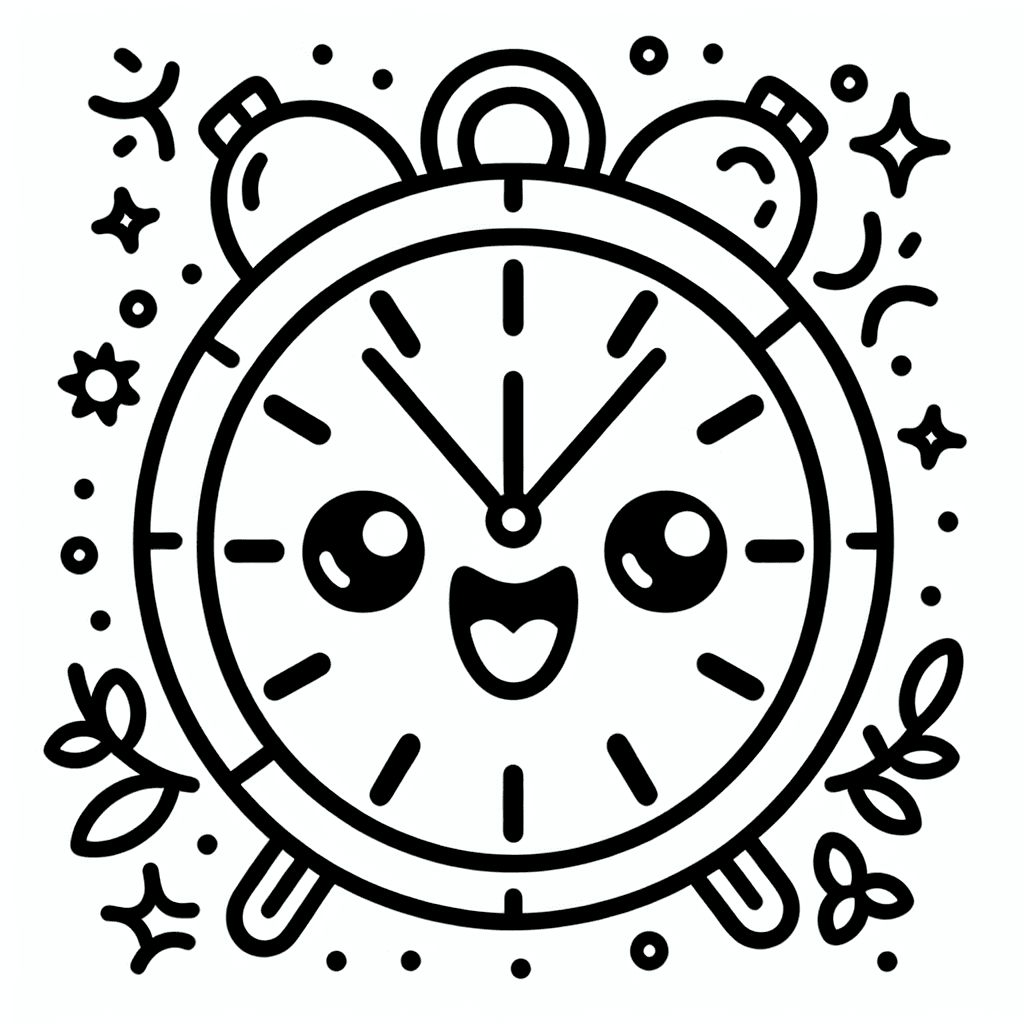 cute clock time coloring pages