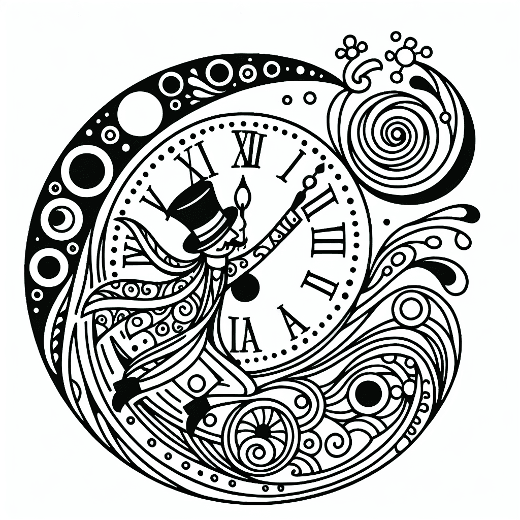 Additional cute clock time coloring page 2