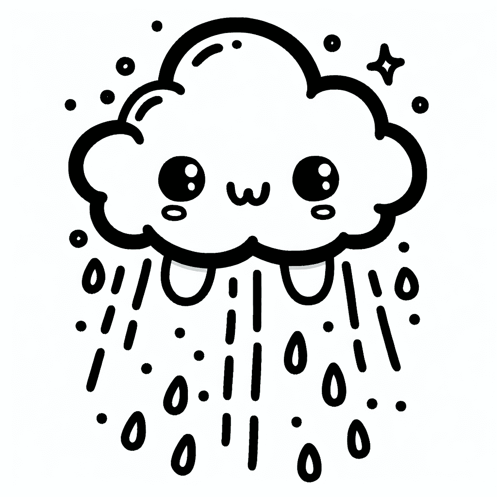 cute cloud rain coloring pages