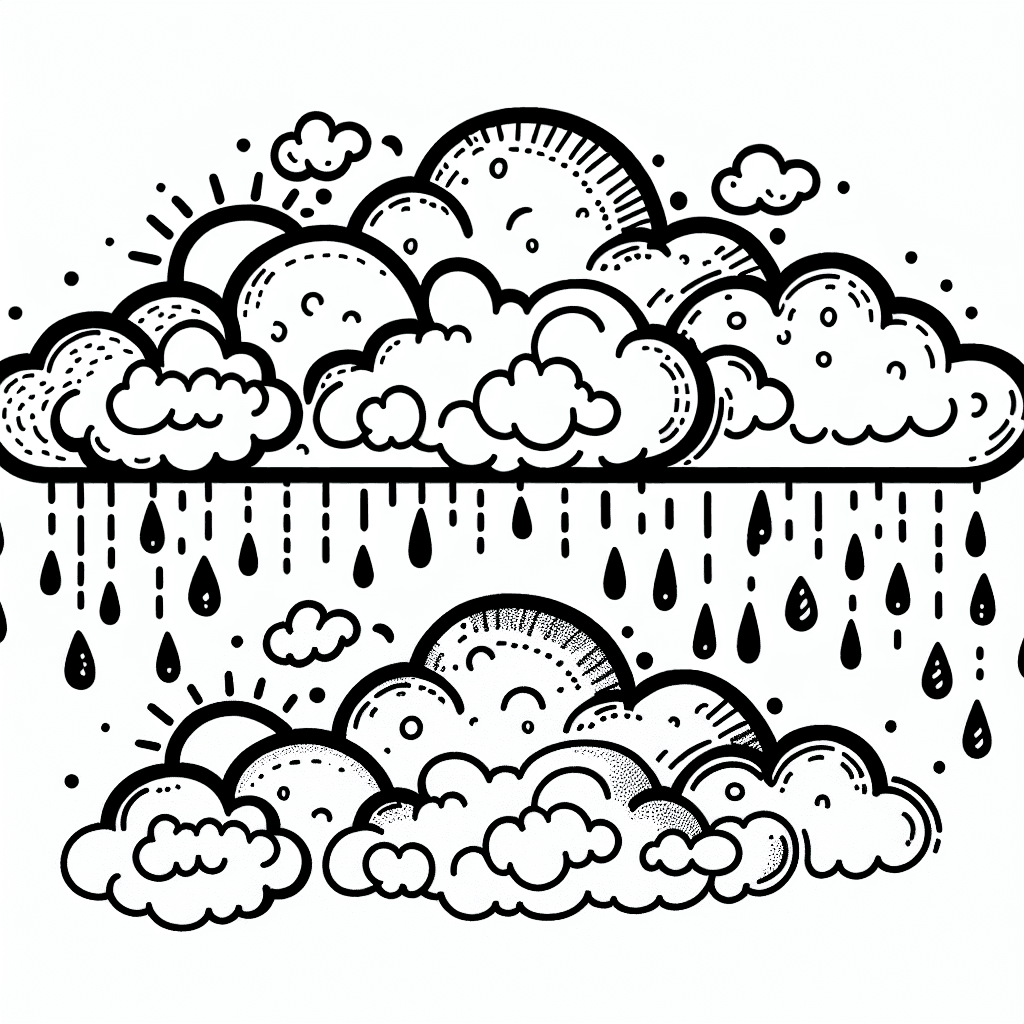 Additional cute cloud rain coloring page 1