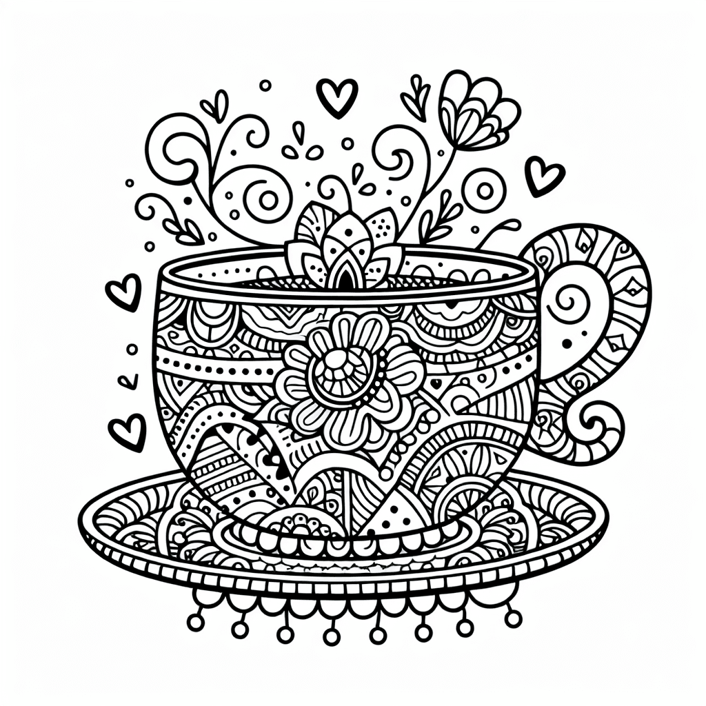 Additional cute coffee coloring page 1