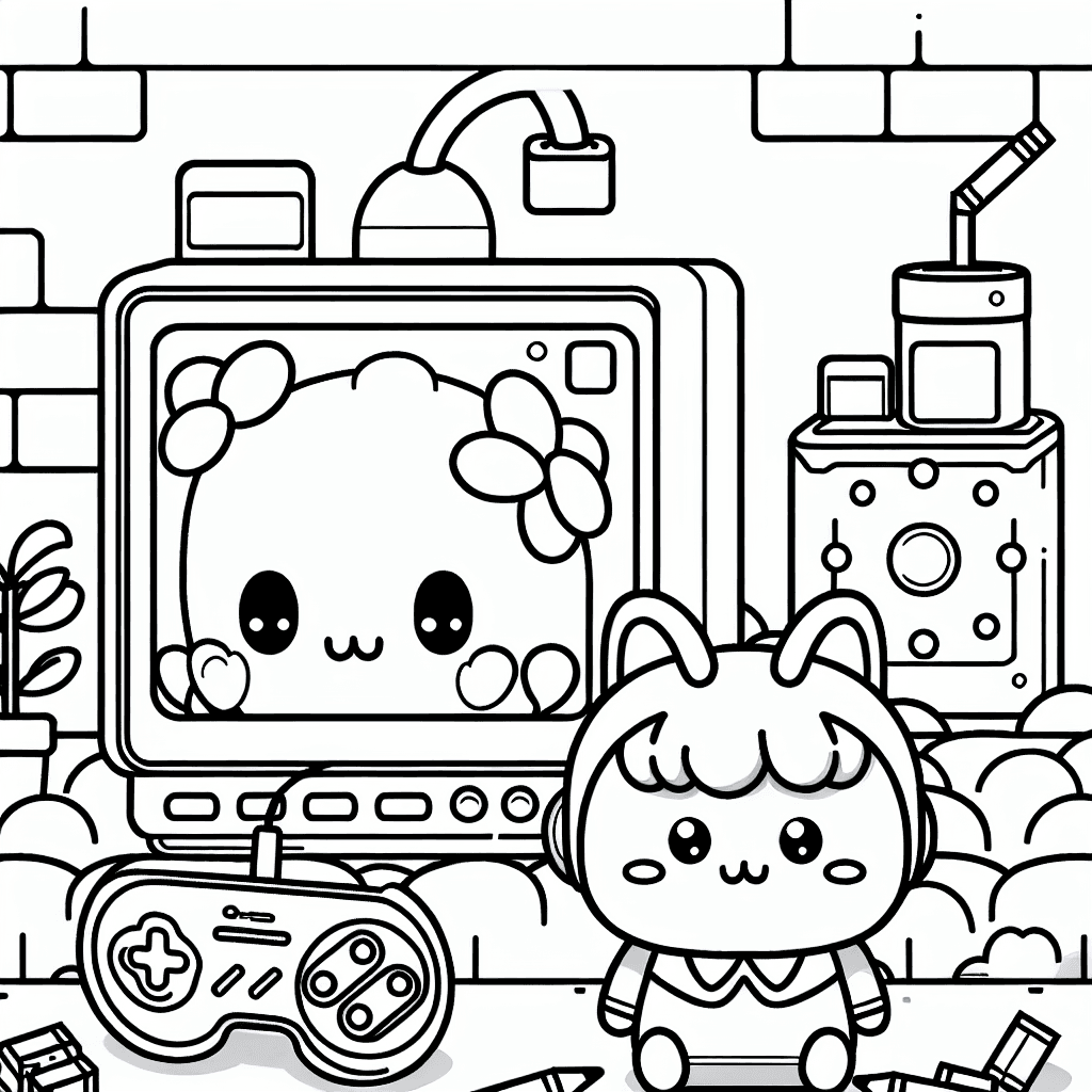 cute computer game coloring pages