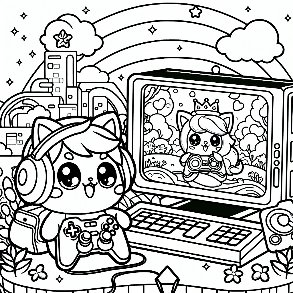 Additional cute computer game coloring page 1