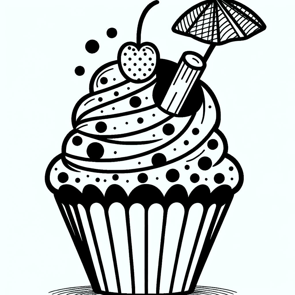 Additional cute cupcake coloring page 2