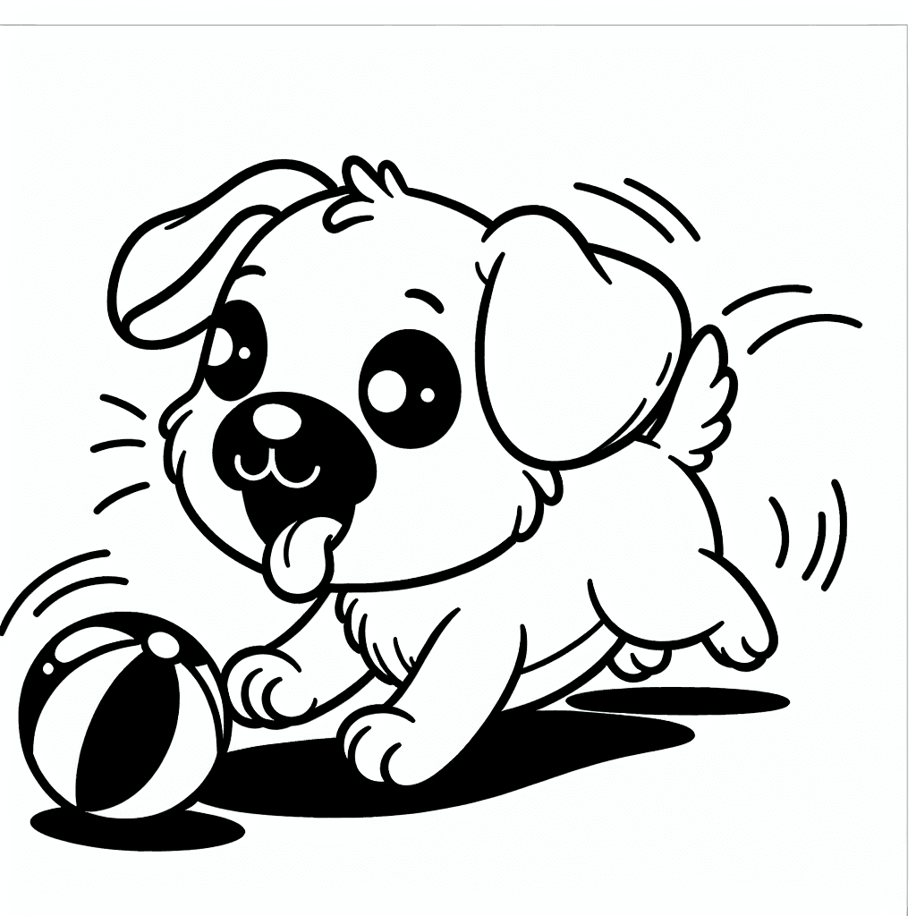 cute dog playing coloring pages