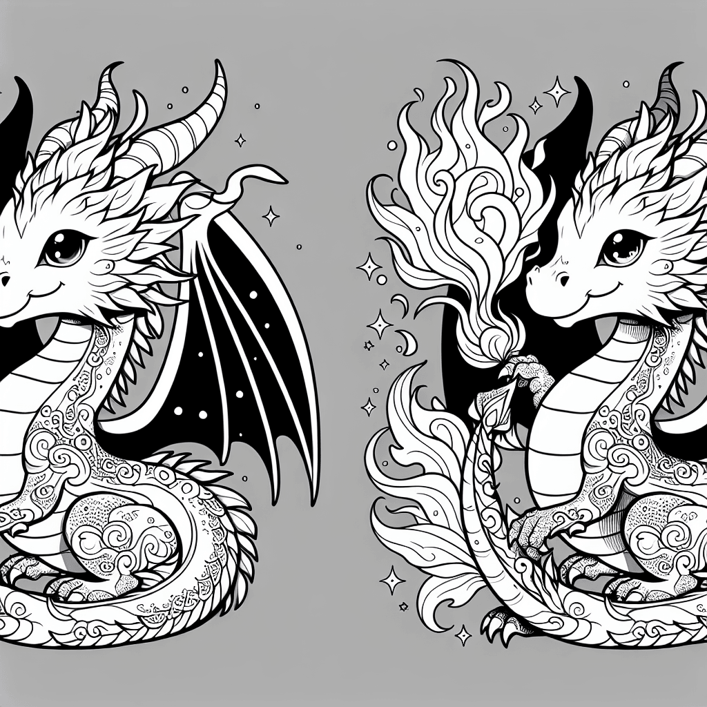 Additional cute dragon fire coloring page 1