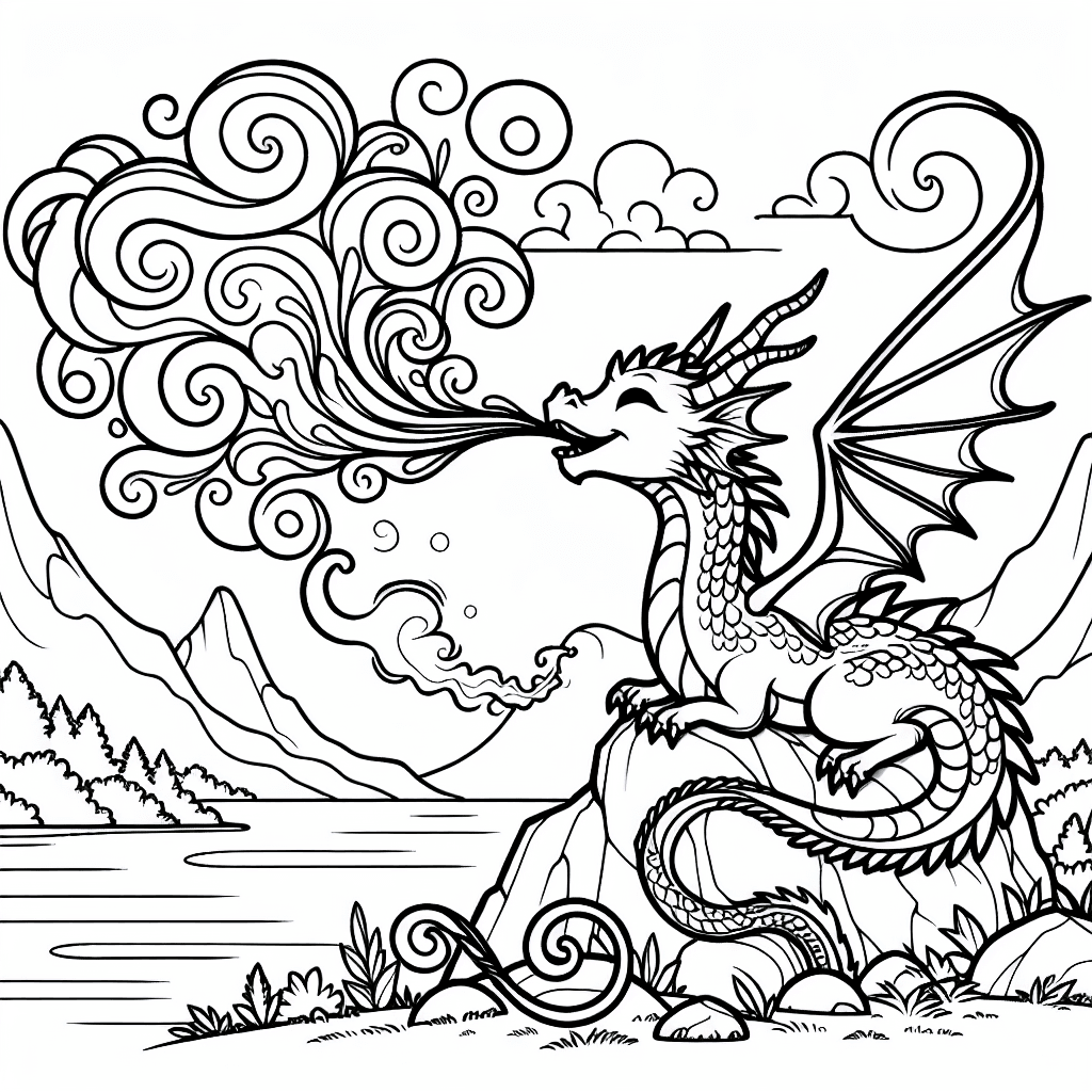 Additional cute dragon fire coloring page 2