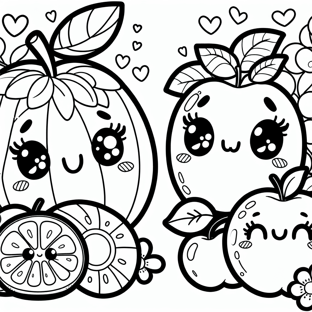 Additional cute fruit coloring page 1