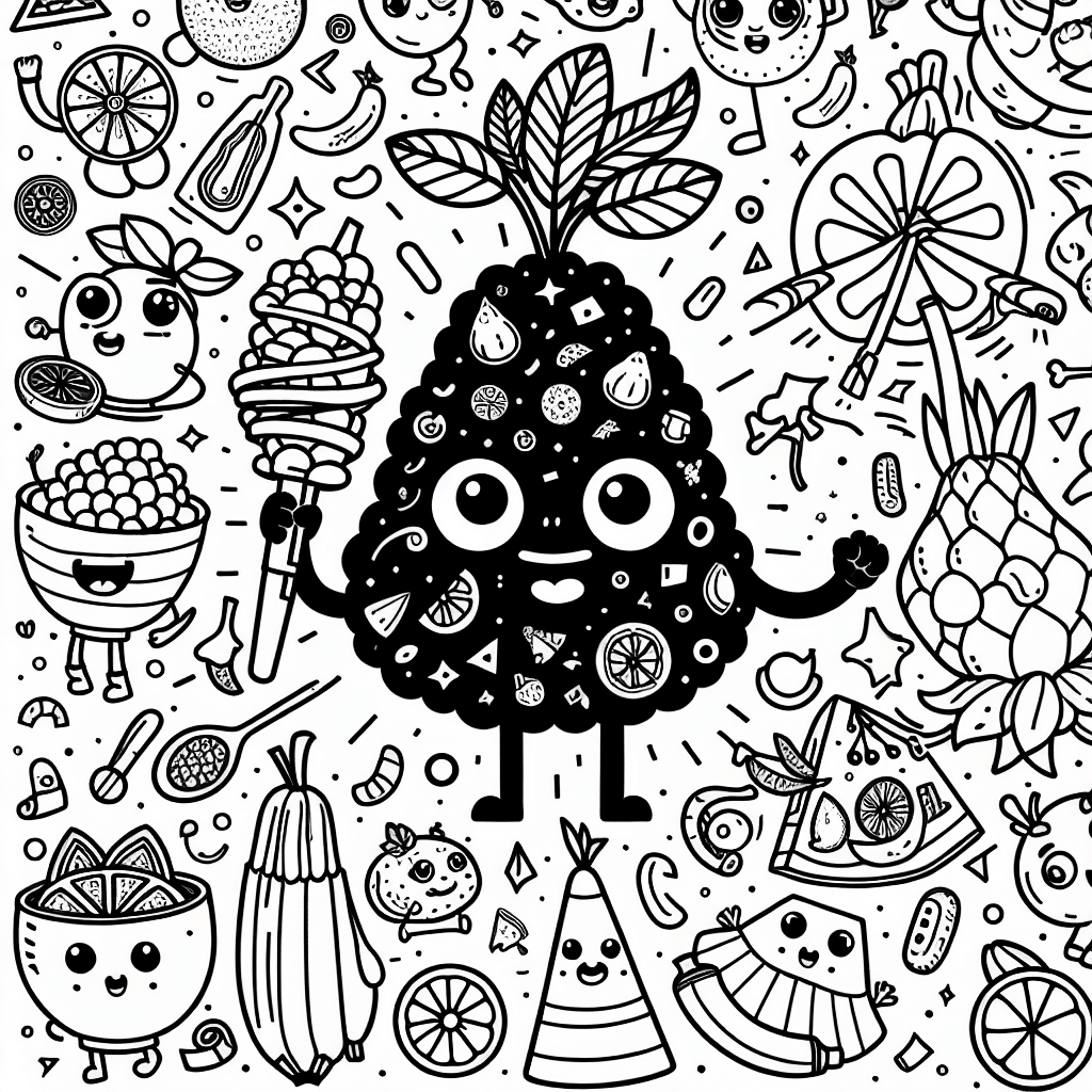 Additional cute fruit coloring page 2