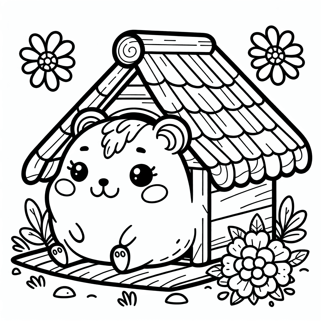 Additional cute hamster house coloring page 1