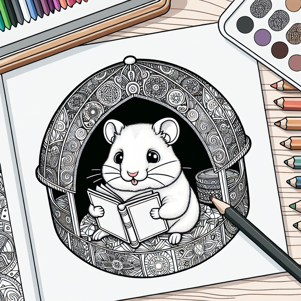 Additional cute hamster house coloring page 2