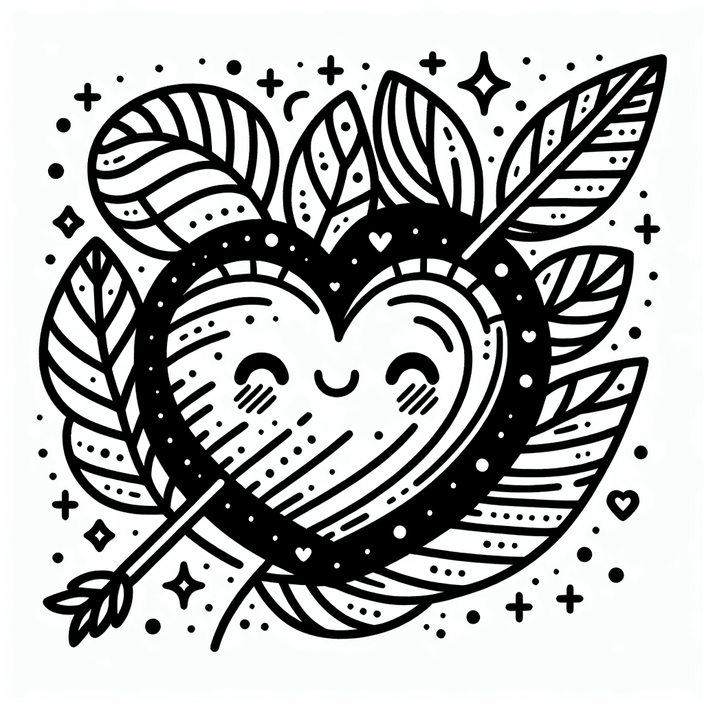 Additional cute heart love coloring page 1