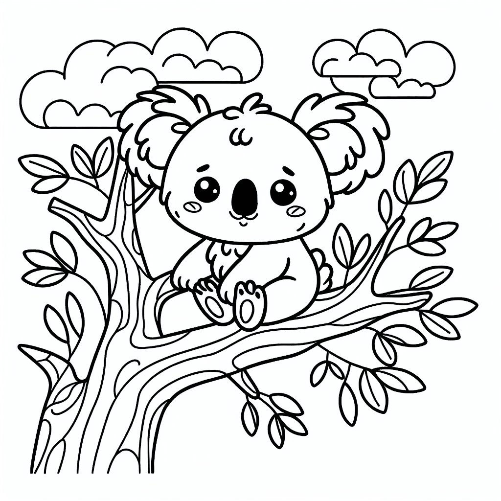 cute koala tree coloring pages