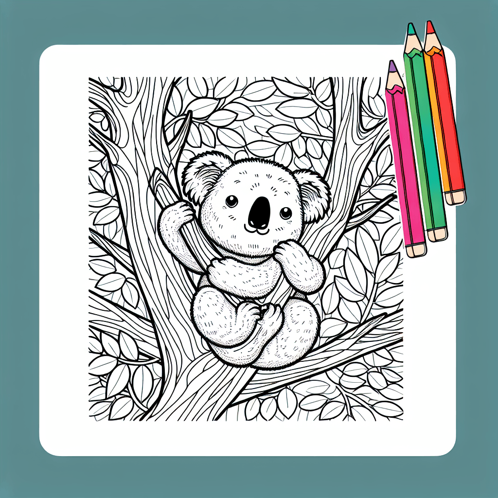 Additional cute koala tree coloring page 2