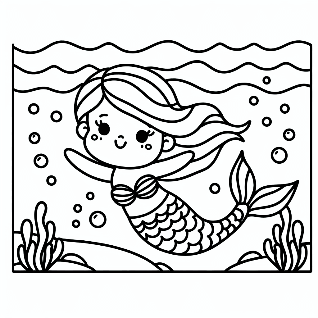 cute mermaid sea coloring pages